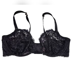 Savage X Fenty Alien Animal Unlined Sexy Black Lace Plunge Underwire Bra, 42G